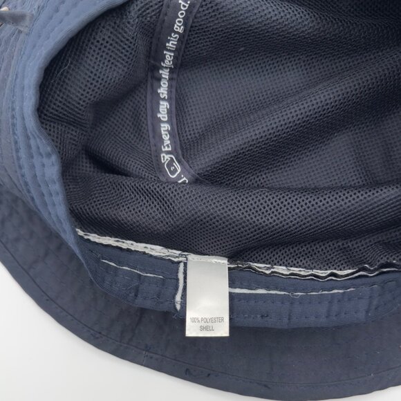 Vineyard Vines Navy Bucket Hat Boonie Sun Hat Mesh Lined Adjustable Chin Strap - Picture 4 of 7